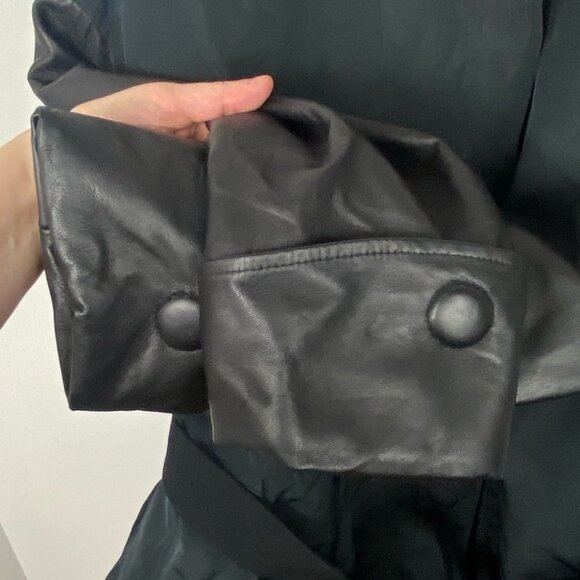 Vera Wang Collection Trench Coat Black Belted Size 0 Jacket Minimalist Oversized - Picture 11 of 14